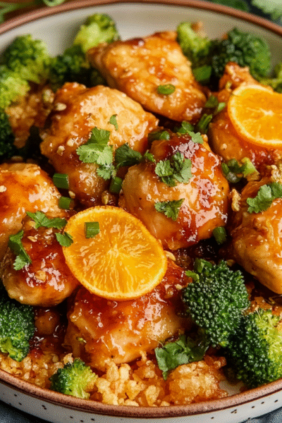 Seared Orange Chicken and Broccoli
