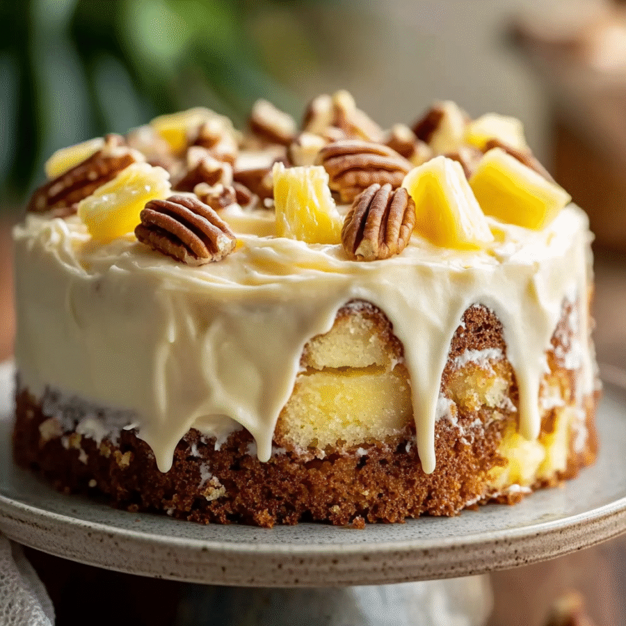 Southern Creamy Pineapple Pecan Cake