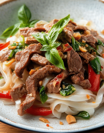 Thai Wide Rice Noodles with Beef