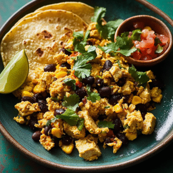 Tofu Scramble With Black Beans and Corn