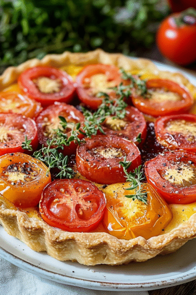 Tomato, mustard and Provençal herb tart