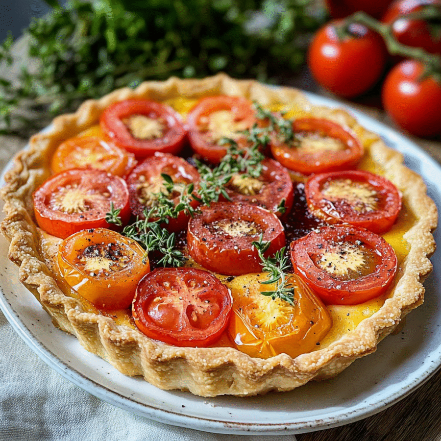 Tomato mustard and Provenal herb tart