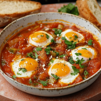 Current image: Tunisian Eggs in Tomato-Pepper Stew