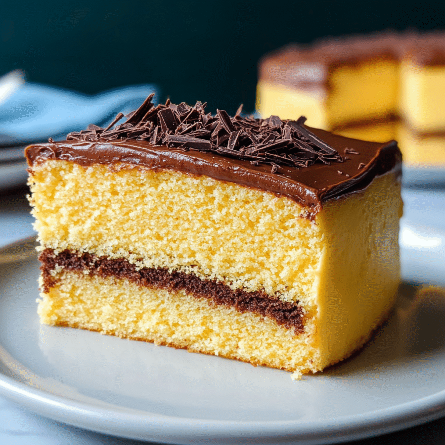 Yellow Sheet Cake With Chocolate Frosting