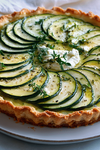 Zucchini and goat cheese tart