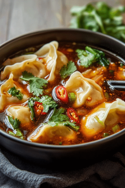 spicy dumpling soup