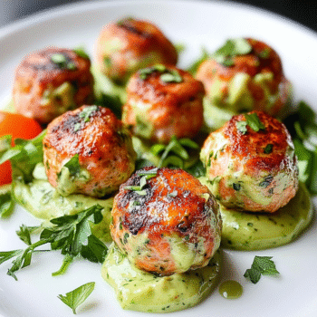 Baked Salmon Meatballs with Creamy Avocado Sauce