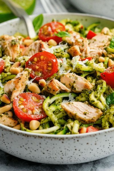 Chicken Pesto Zoodle Salad