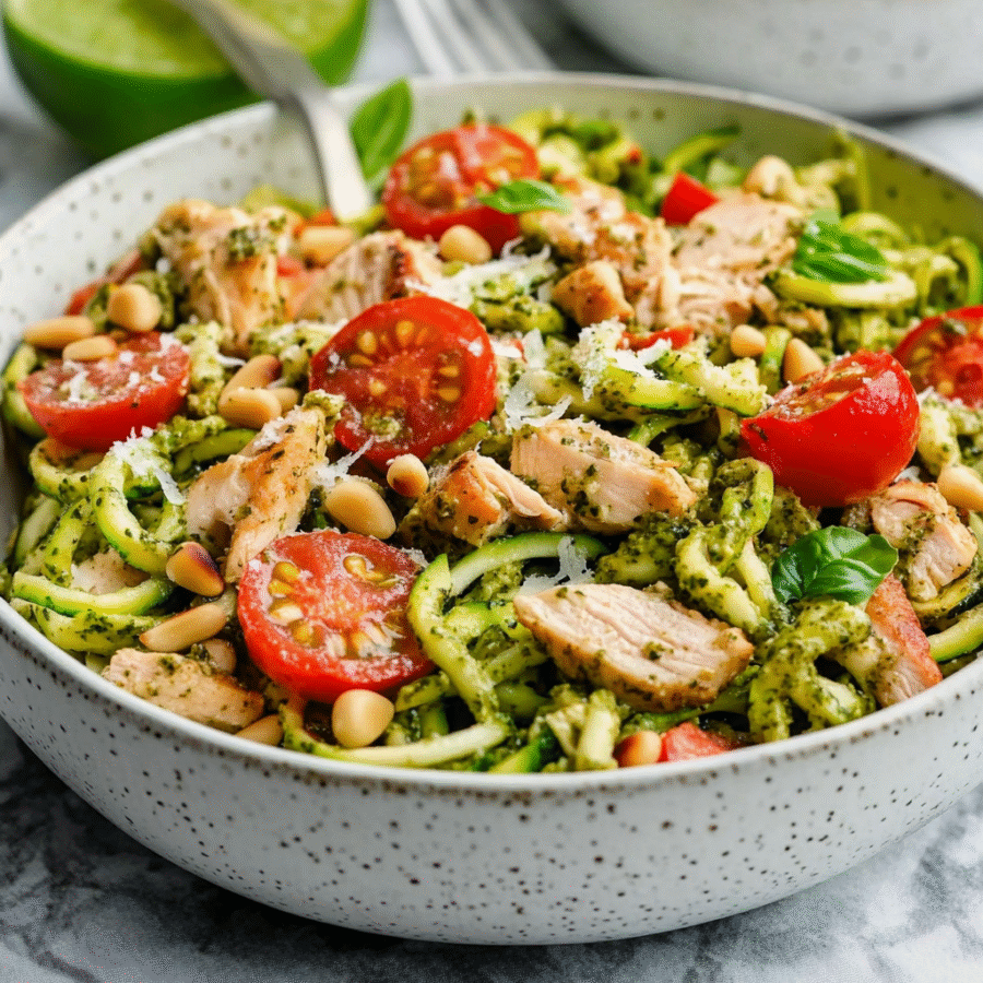 Chicken Pesto Zoodle Salad