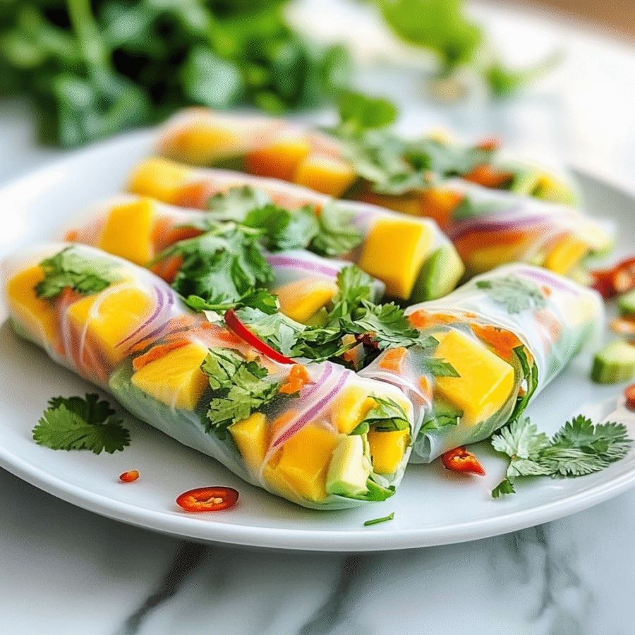 Mango & Avocado Spring Rolls with Chili Lime Drizzle