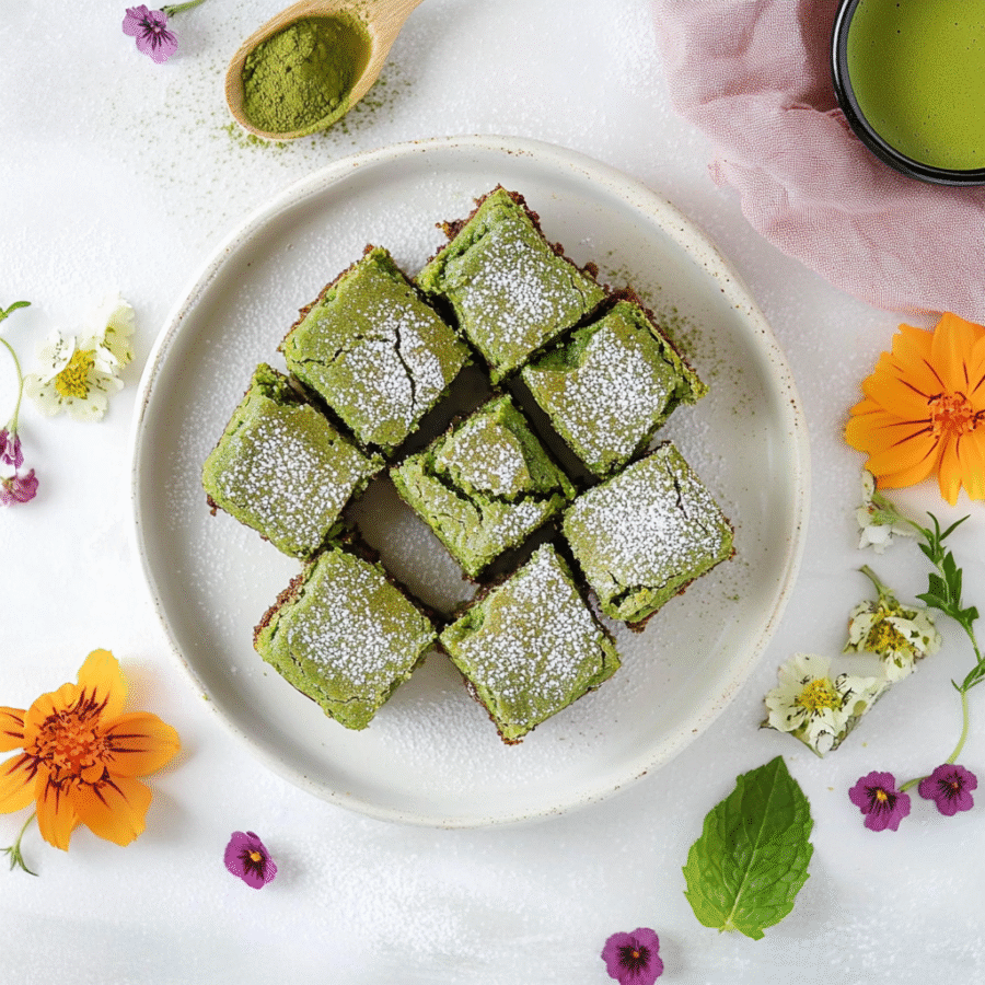Matcha & White Bean Blondies