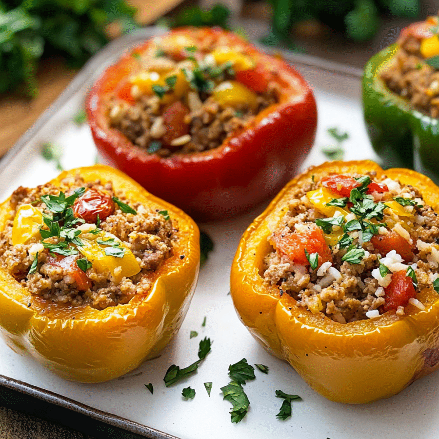 Mediterranean Turkey Stuffed Peppers