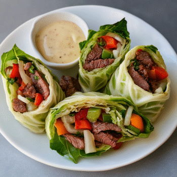 Philly Cheesesteak Cabbage Wraps