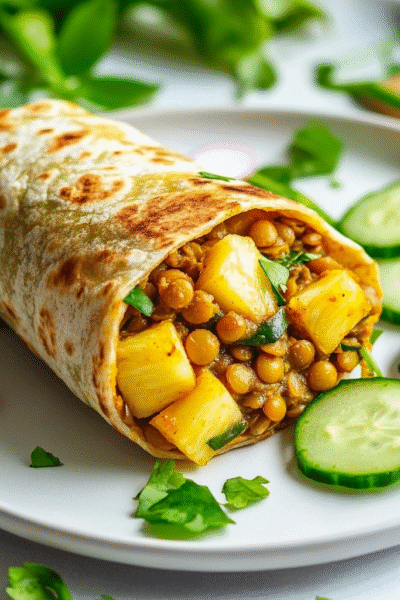 Pineapple Curry Lentil Wraps