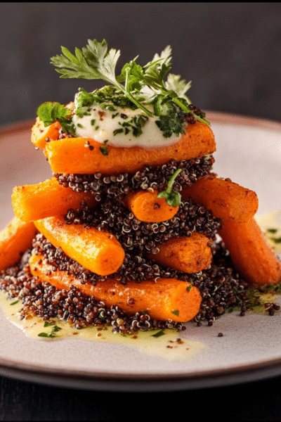 Roasted Paprika Carrot & Quinoa Towers