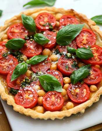 Roasted Tomato & Basil Chickpea Tart