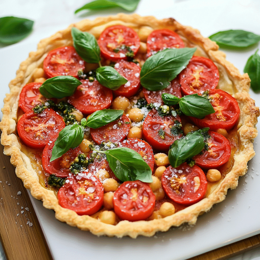 Roasted Tomato & Basil Chickpea Tart