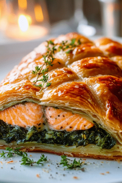 Savory Salmon and Spinach in Pastry