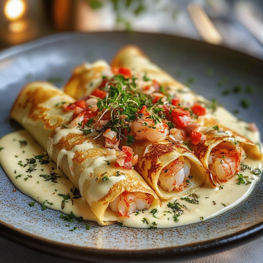 Seafood Crepes with Béchamel Sauce
