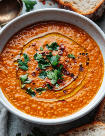 Smoky Red Lentil & Roasted Pepper Soup