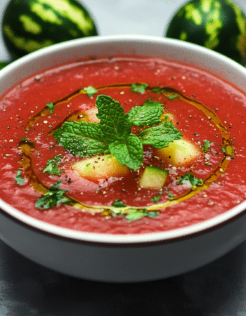 Spicy Watermelon Gazpacho with Mint