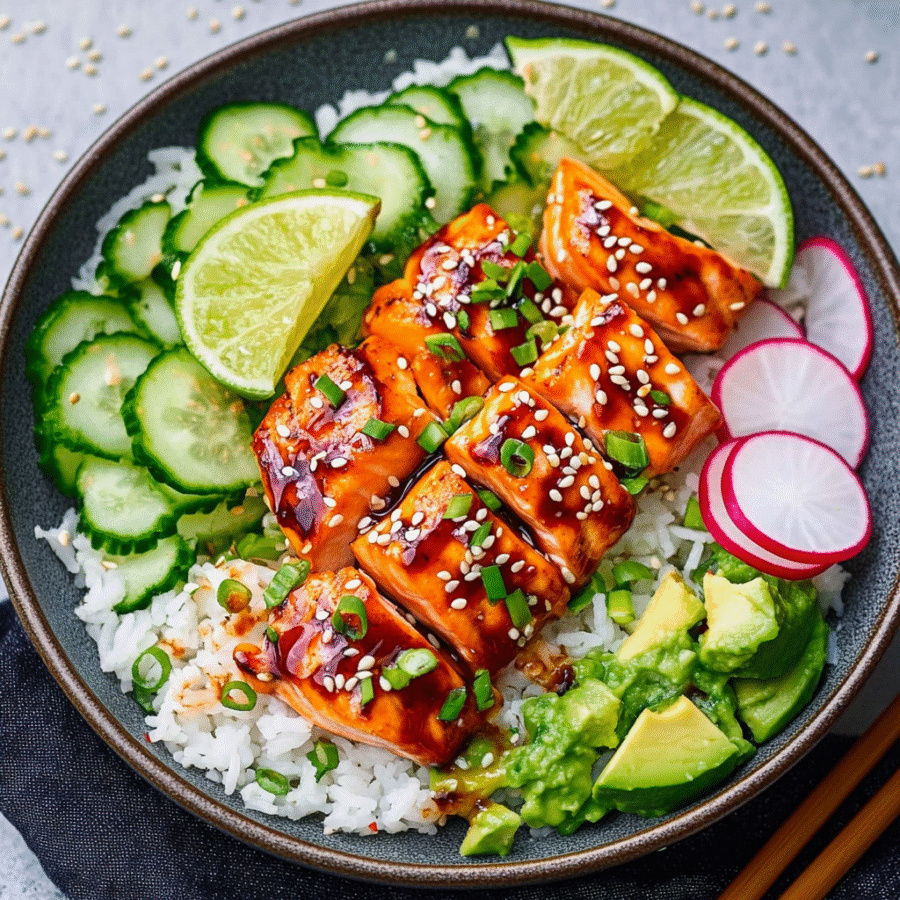 Sriracha Lime Salmon with Avocado Cream