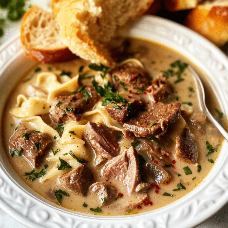 Tongue Stroganoff Soup