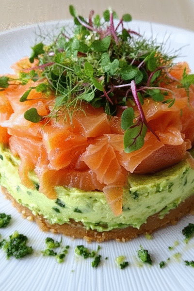 savory Avocado & Salmon Cheesecake