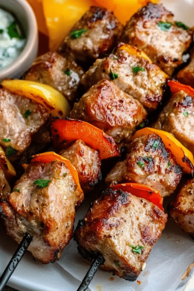 Air Fryer Pork Souvlaki Skewers