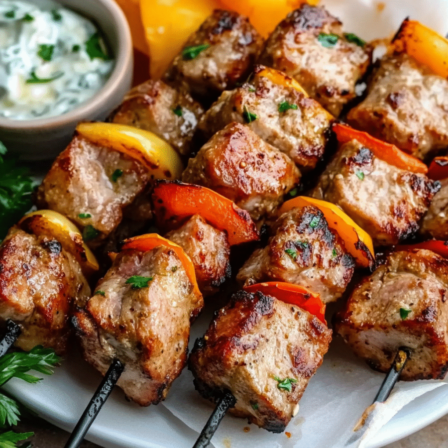 Air Fryer Pork Souvlaki Skewers