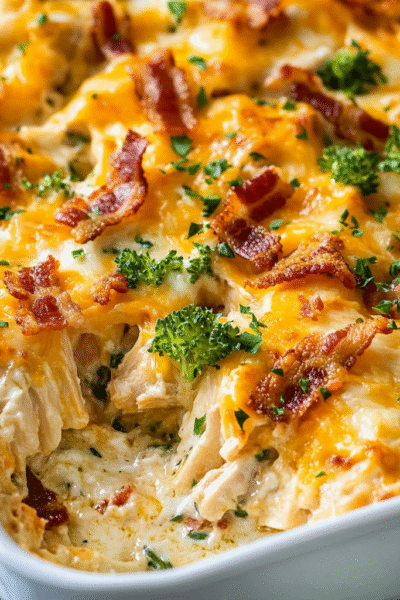 Cheesy Bacon Ranch Chicken Casserole High-Protein
