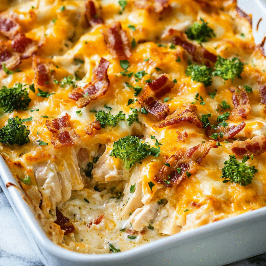 Cheesy Bacon Ranch Chicken Casserole High-Protein