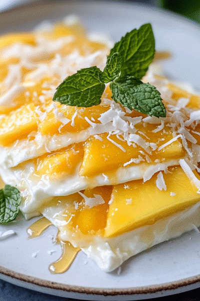 Coconut Mango Frozen Yogurt Bark