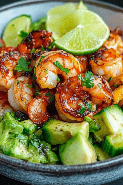 Creamy Avocado Lime Shrimp Bowl
