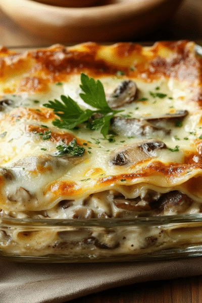 Creamy Mushroom Lasagna Meatless