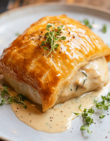 Indulge in Chicken Wellington with Dijon Cream Sauce