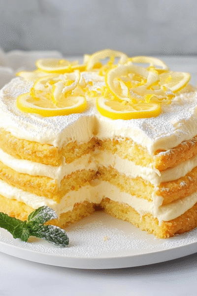 Italian Lemon Biscuit Cake (No Bake)