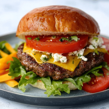 Keto Feta-Tomato Beef Burger Smash