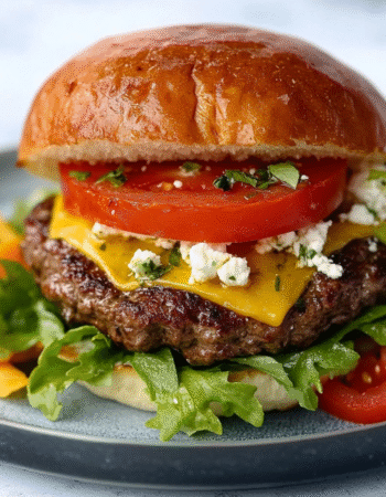Keto Feta-Tomato Beef Burger Smash