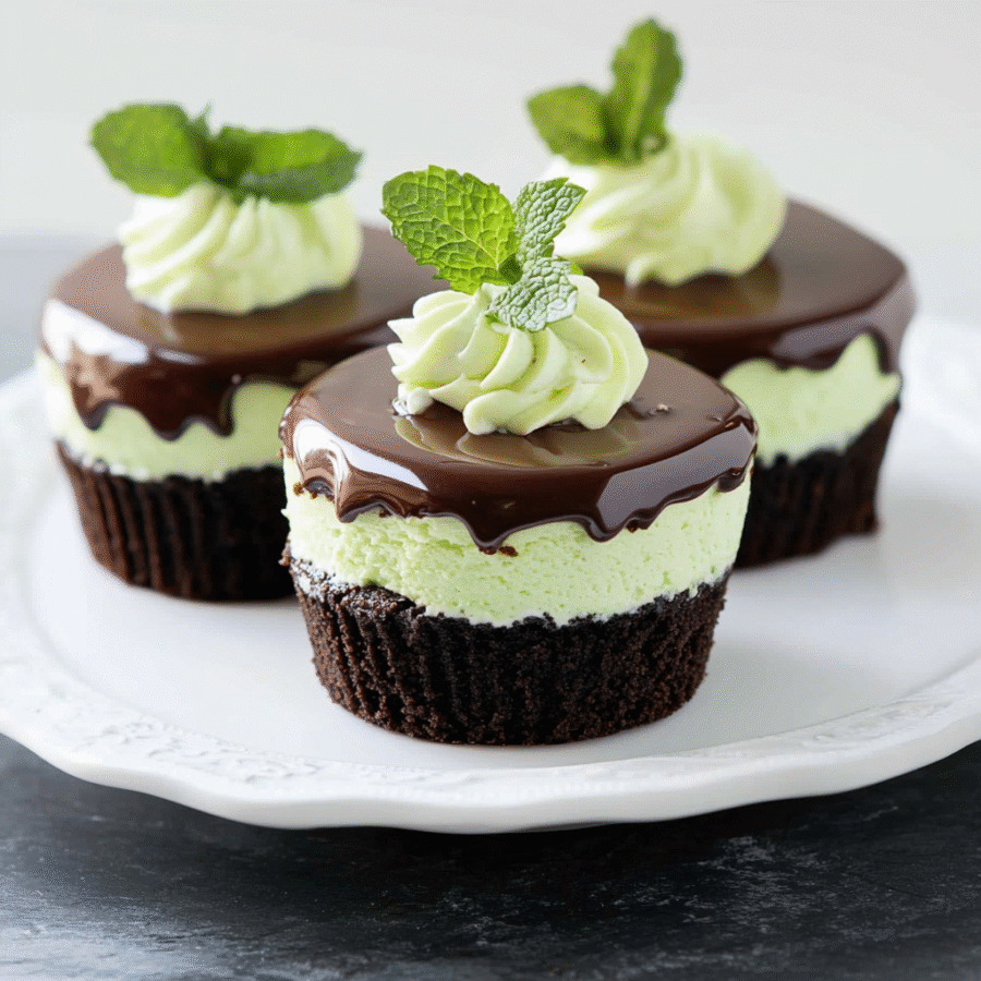 Keto Thin Mint Cheesecakes