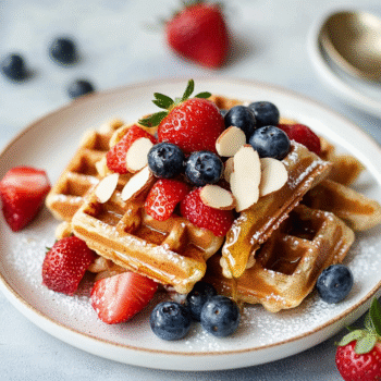 Current image: Overnight Almond Oatmeal Waffles