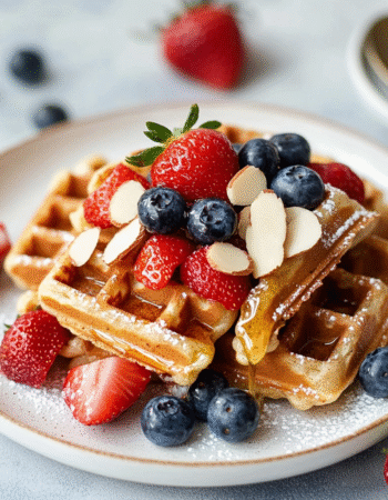 Overnight Almond Oatmeal Waffles