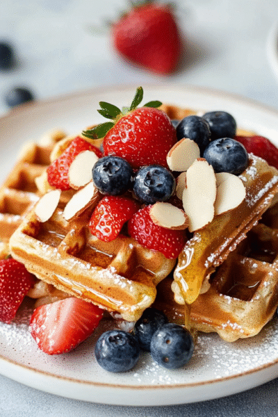 Overnight Almond Oatmeal Waffles