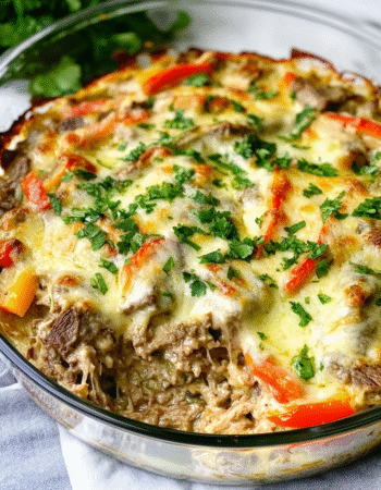 Philly Cheesesteak Keto Casserole Loaded