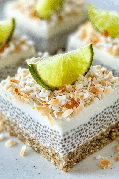 Refreshing No-Bake Chia Pudding Bars with Zesty Coconut Lime