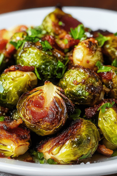 Smashed Bacon Brussels Sprouts Air Fryer