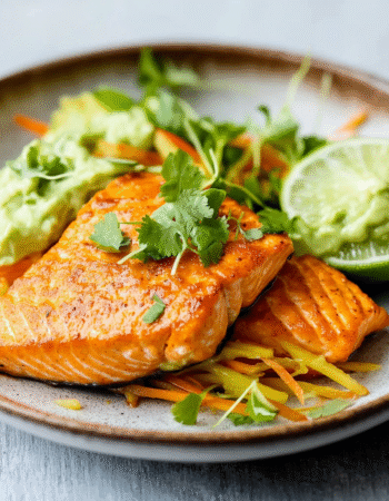Sriracha Lime Baked Salmon & Avocado Cream