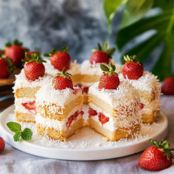 Tropical Strawberry Coconut Sponge Cakes