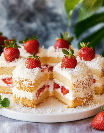 Tropical Strawberry Coconut Sponge Cakes