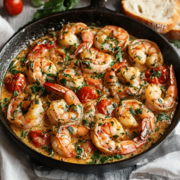 Tuscan Garlic Butter Shrimp Skillet